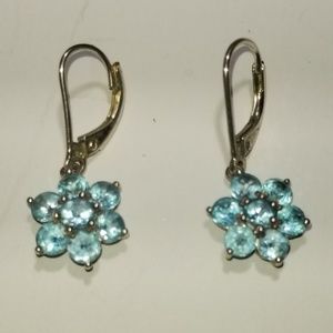Blue Topaz Floral Lever Back Earrings